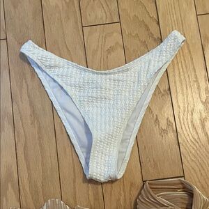 White Textured Bikini Bottom